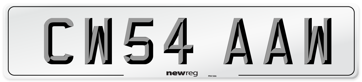 CW54 AAW Number Plate from New Reg